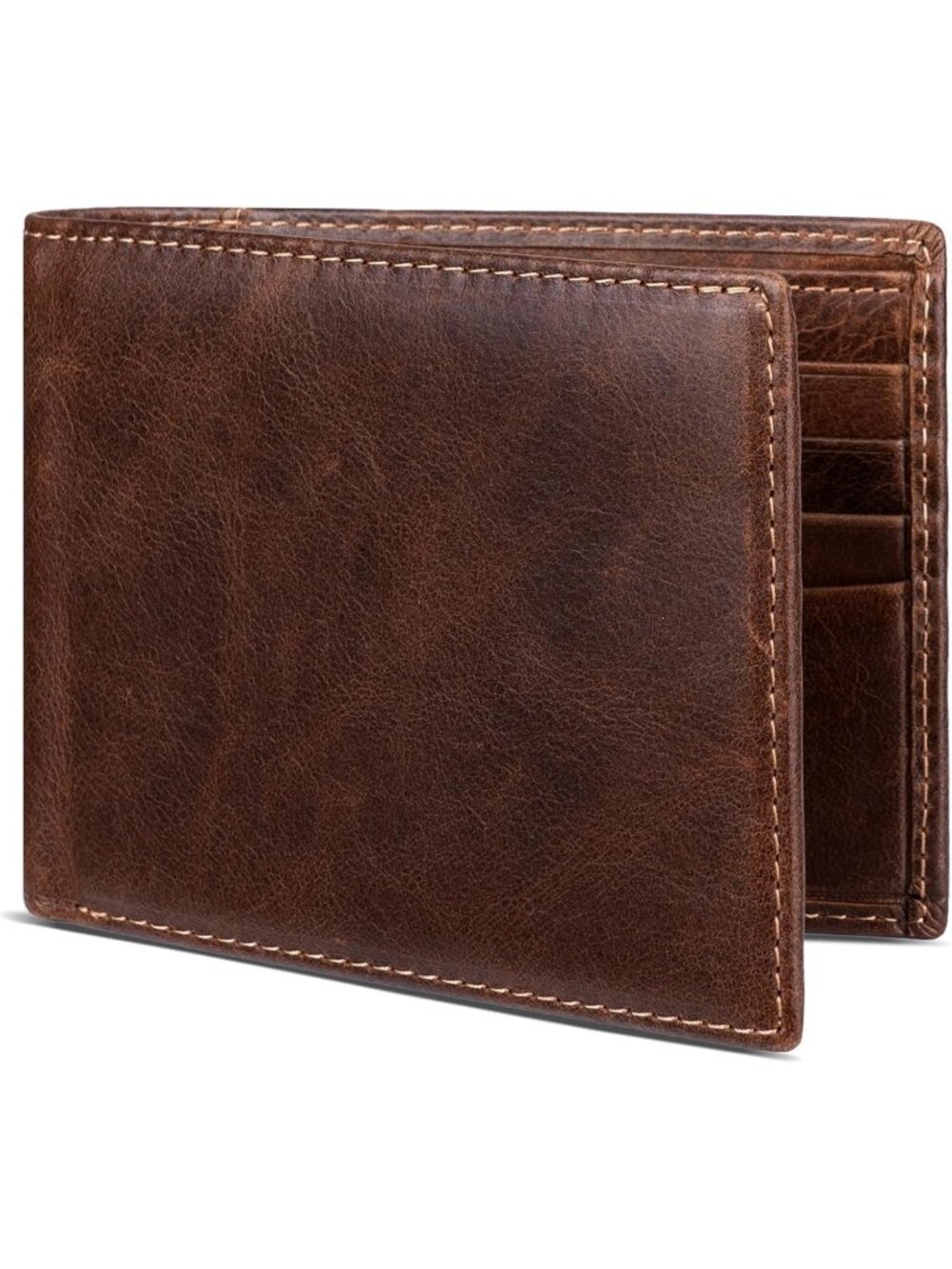 Stylish Bifold Genuine Leather Wallet for Men, RFID Blocking, 12 Card Slots